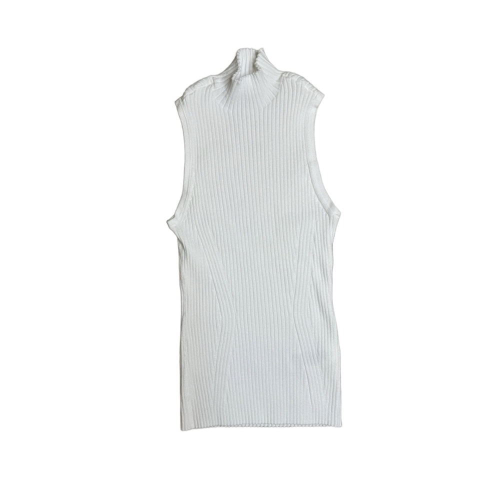 Madewell Sleeveless Turtleneck Ribbed Knit Top Women White Small $48